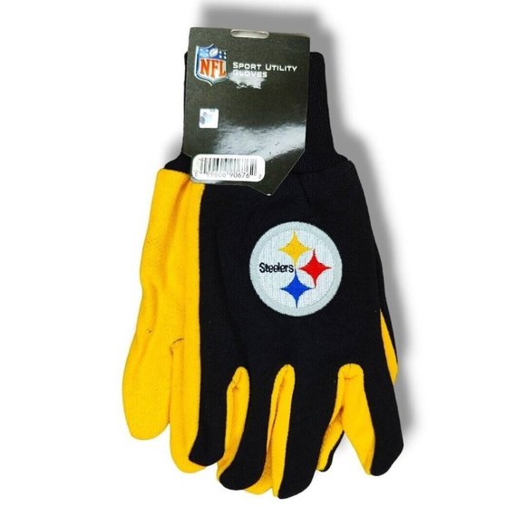 NFL Pittsburgh Steelers Adult Utility Work Garden Gloves Embroidered Logo C29 - Picture 1 of 5